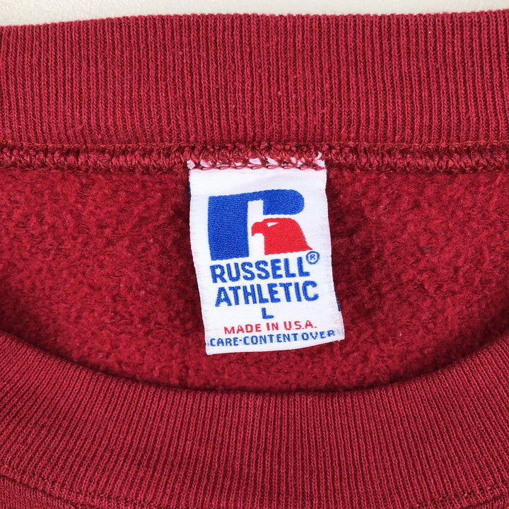 90'S Russell College Sweatshirt, Made in USA, Men's L, Vintage cotton red type Vintage Second Hand