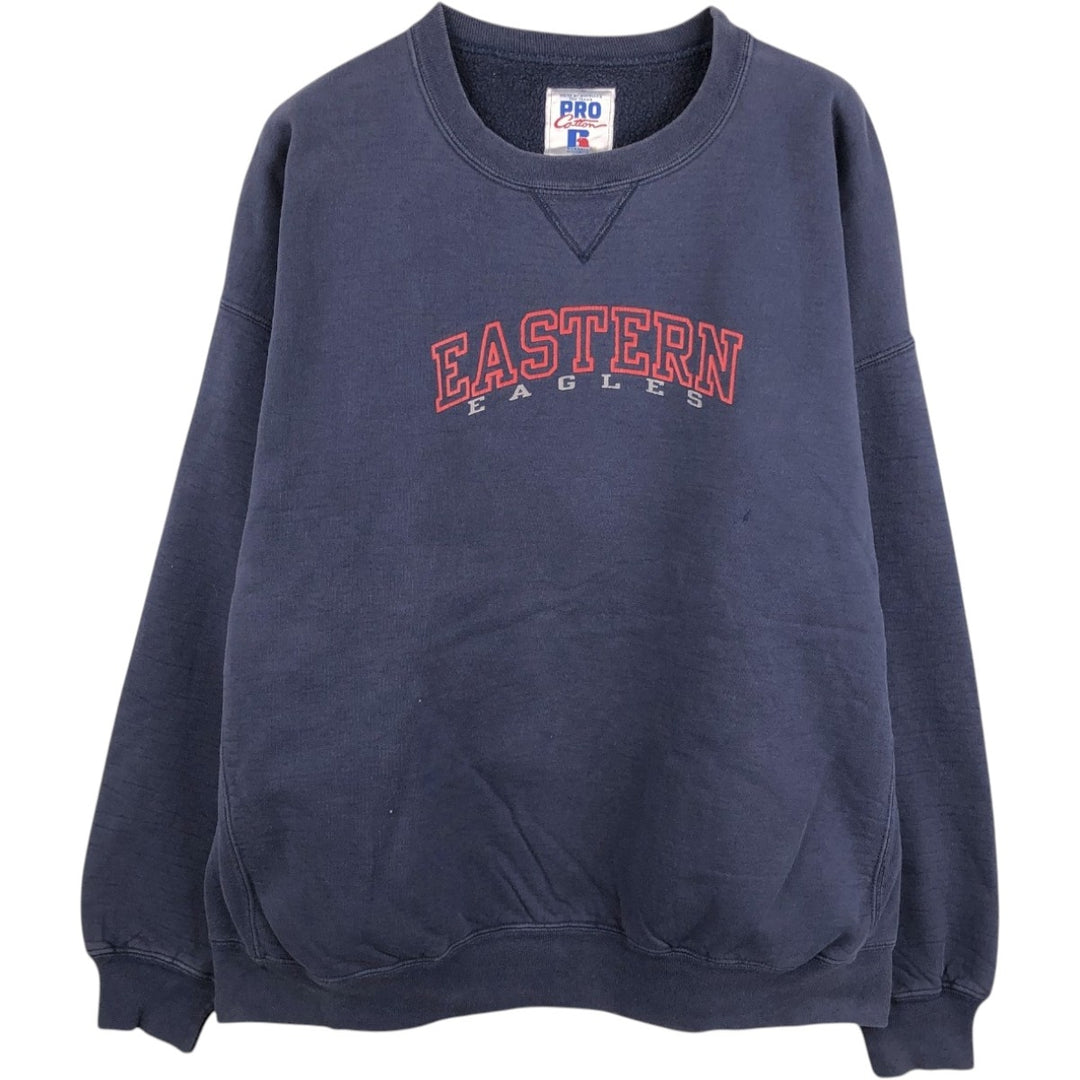 90'S Russell PRO College Sweatshirt, Made in USA, Men's XXL equivalent, Vintage cotton navy blue type Vintage Second Hand