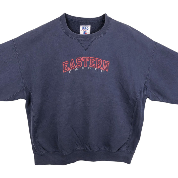 90'S Russell PRO College Sweatshirt, Made in USA, Men's XXL equivalent, Vintage cotton navy blue type Vintage Second Hand