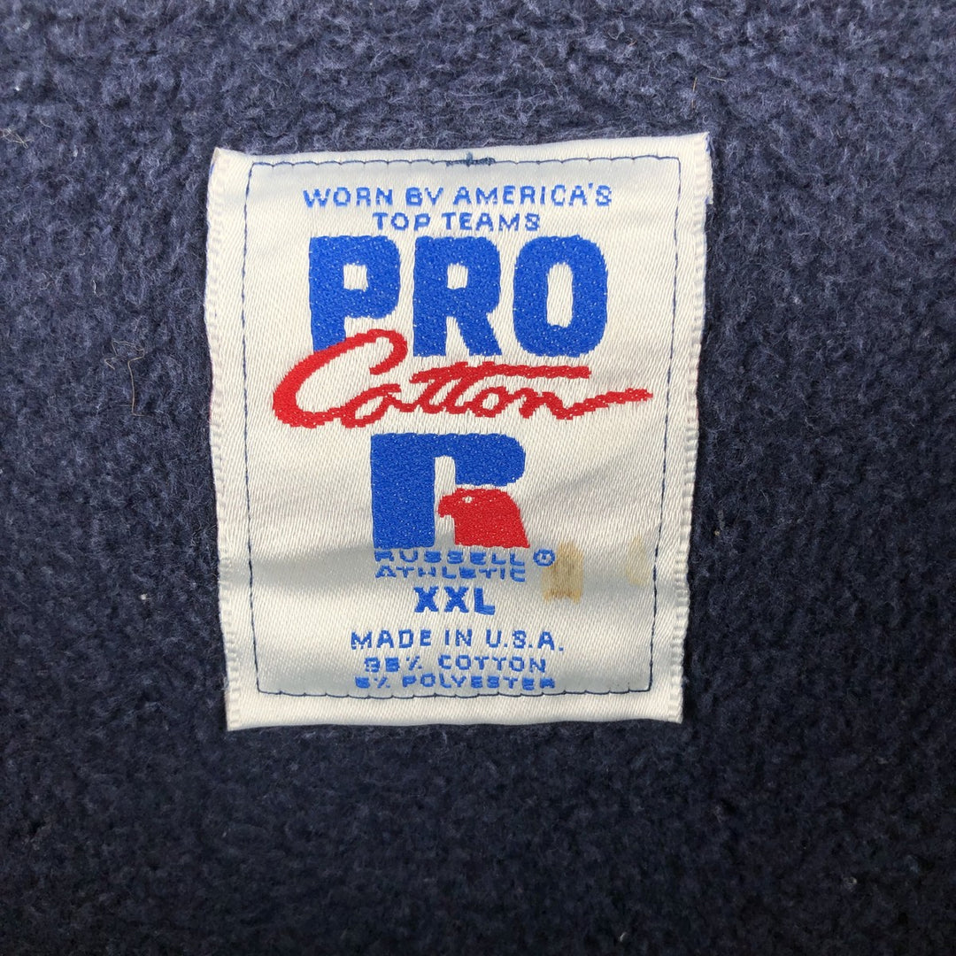 90'S Russell PRO College Sweatshirt, Made in USA, Men's XXL equivalent, Vintage cotton navy blue type Vintage Second Hand