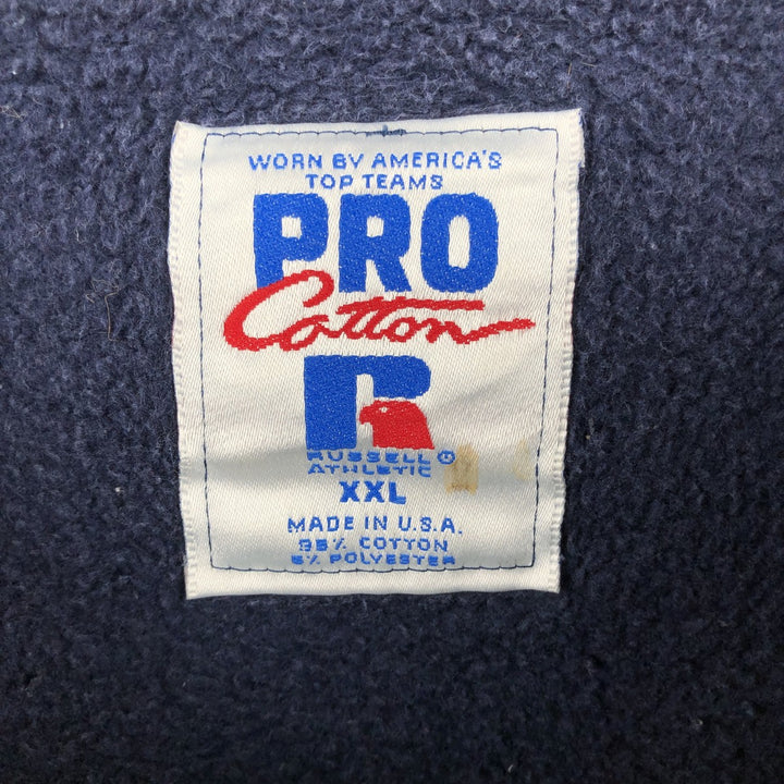 90'S Russell PRO College Sweatshirt, Made in USA, Men's XXL equivalent, Vintage cotton navy blue type Vintage Second Hand