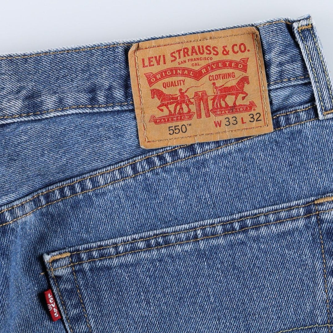 Levi's 550 tapered denim pants for men, size W34 cotton blue type Vintage Second Hand