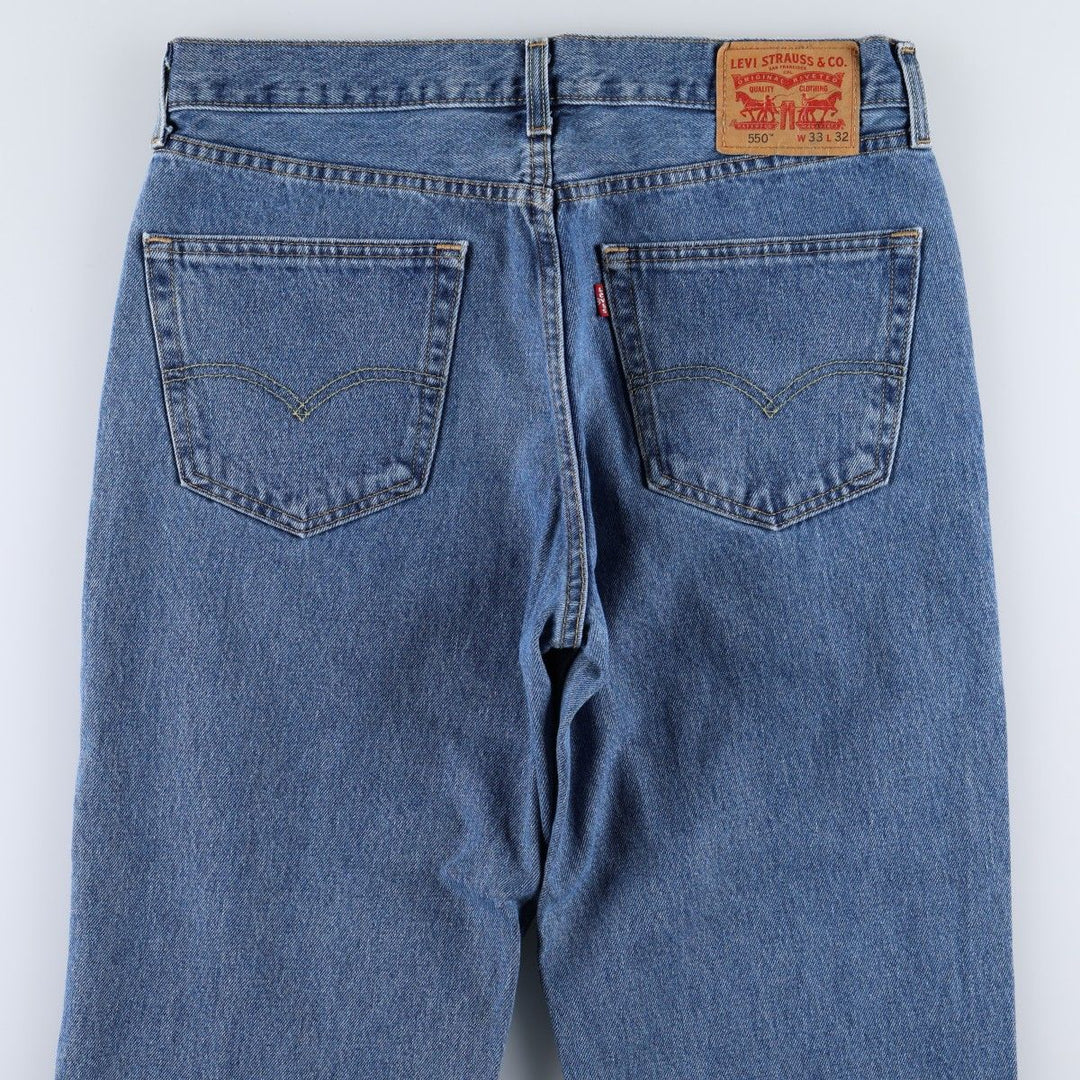 Levi's 550 tapered denim pants for men, size W34 cotton blue type Vintage Second Hand