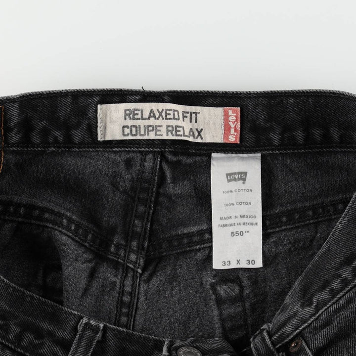 2000'S Levi's 550 Relaxed Fit Coupe Relaxed Black Denim Tapered Jeans, Men's Size W33 (approx.) cotton black type Vintage Second Hand
