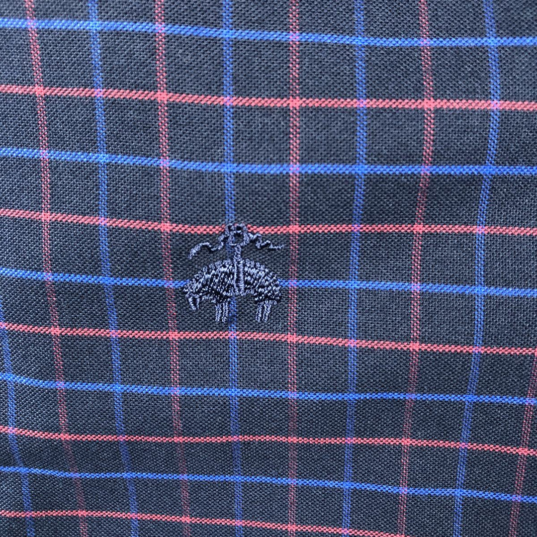 Brooks Brothers Est. 1818 MADISON FIT Long Sleeve Button-Down Check Shirt, Men's Size L cotton navy blue type Vintage Second Hand