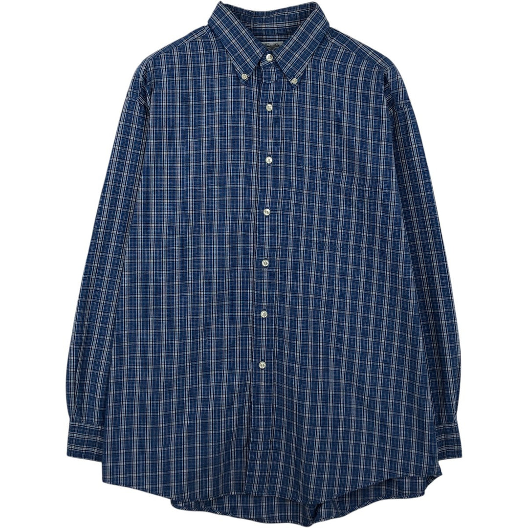 Brooks Brothers Long Sleeve Button-Down Check Shirt, Men's Size L cotton blue type Vintage Second Hand