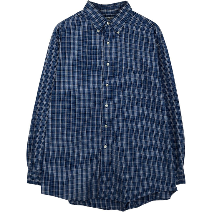 Brooks Brothers Long Sleeve Button-Down Check Shirt, Men's Size L cotton blue type Vintage Second Hand