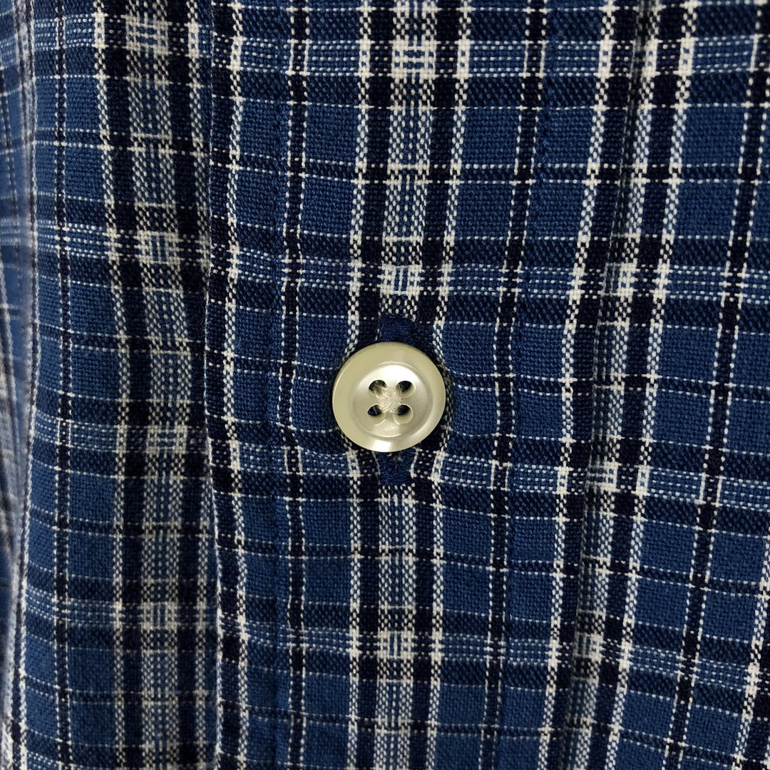 Brooks Brothers Long Sleeve Button-Down Check Shirt, Men's Size L cotton blue type Vintage Second Hand