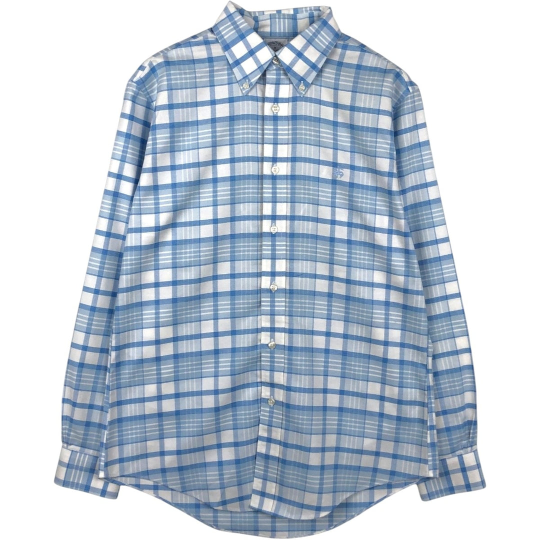 Brooks Brothers Est.1818 REGENT Long Sleeve Button-Down Check Shirt, Men's Size M Supima Cotton blue type Vintage Second Hand