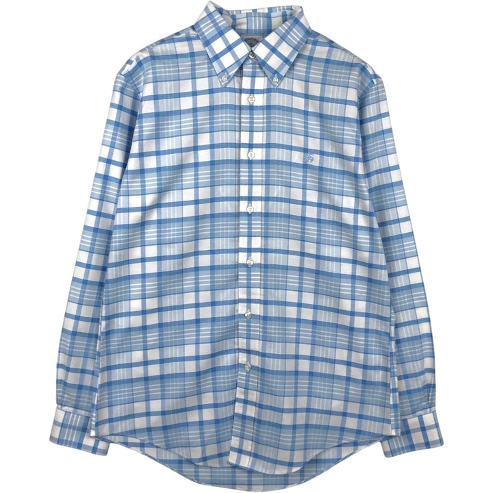 Brooks Brothers Est.1818 REGENT Long Sleeve Button-Down Check Shirt, Men's Size M Supima Cotton blue type Vintage Second Hand
