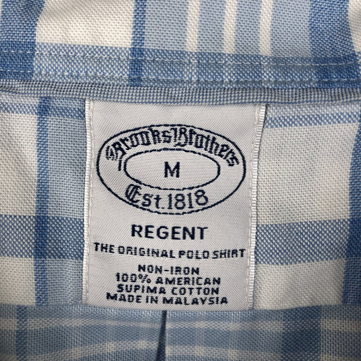 Brooks Brothers Est.1818 REGENT Long Sleeve Button-Down Check Shirt, Men's Size M Supima Cotton blue type Vintage Second Hand