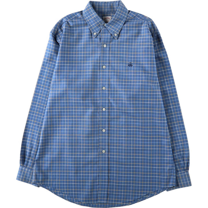 Brooks Brothers Est.1818 Long Sleeve Button-Down Check Shirt, Men's Size M Supima Cotton blue type Vintage Second Hand