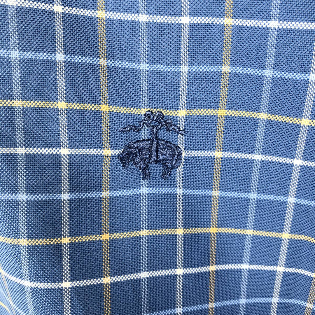 Brooks Brothers Est.1818 Long Sleeve Button-Down Check Shirt, Men's Size M Supima Cotton blue type Vintage Second Hand