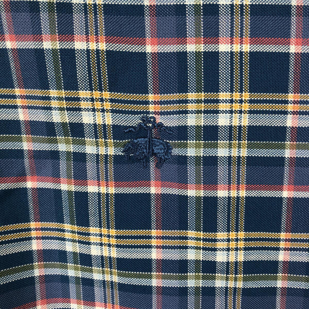 Brooks Brothers Est.1818 MADISON Long Sleeve Button-Down Check Shirt, Men's XL Supima Cotton navy blue type Vintage Second Hand