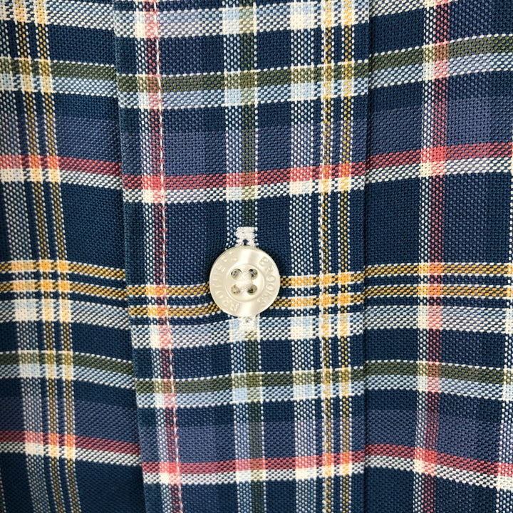 Brooks Brothers Est.1818 MADISON Long Sleeve Button-Down Check Shirt, Men's XL Supima Cotton navy blue type Vintage Second Hand