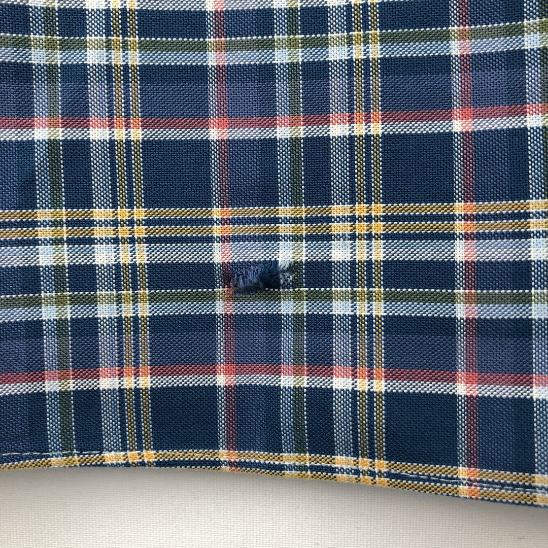 Brooks Brothers Est.1818 MADISON Long Sleeve Button-Down Check Shirt, Men's XL Supima Cotton navy blue type Vintage Second Hand