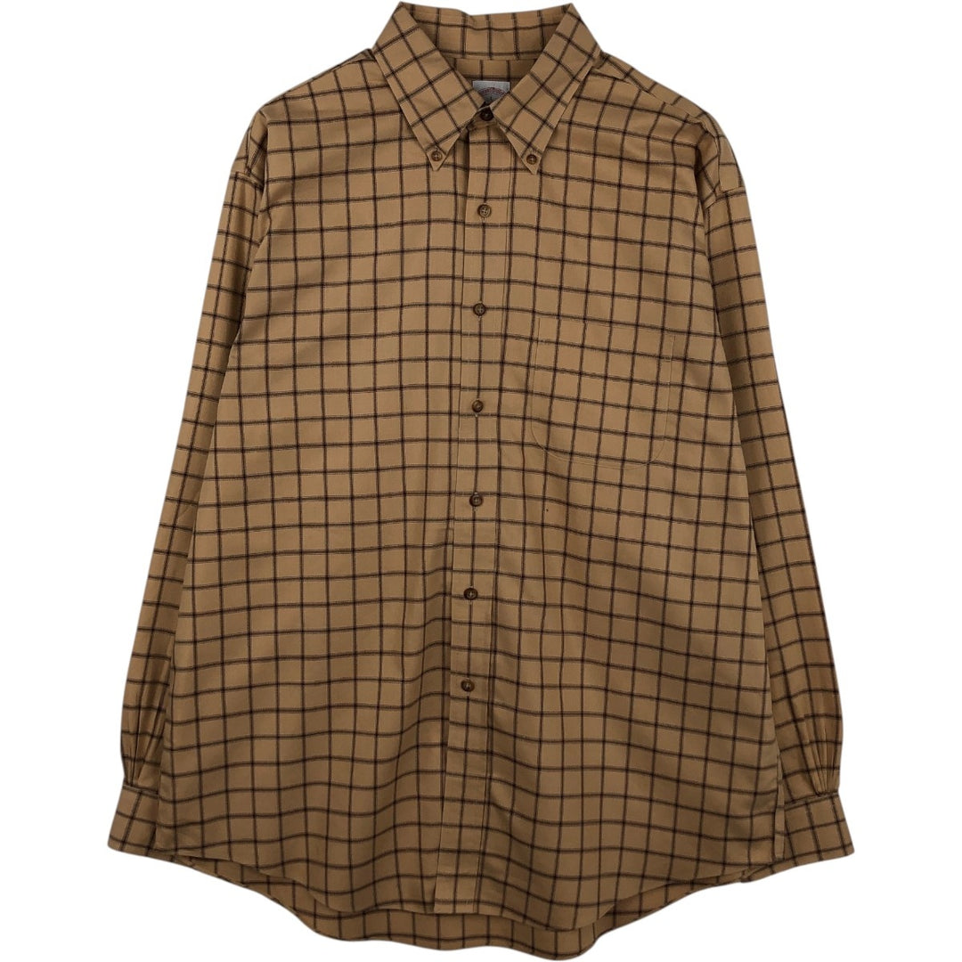 Brooks Brothers 346 Long Sleeve Button-Down Check Shirt, Men's Size L cotton brick settler Vintage Second Hand