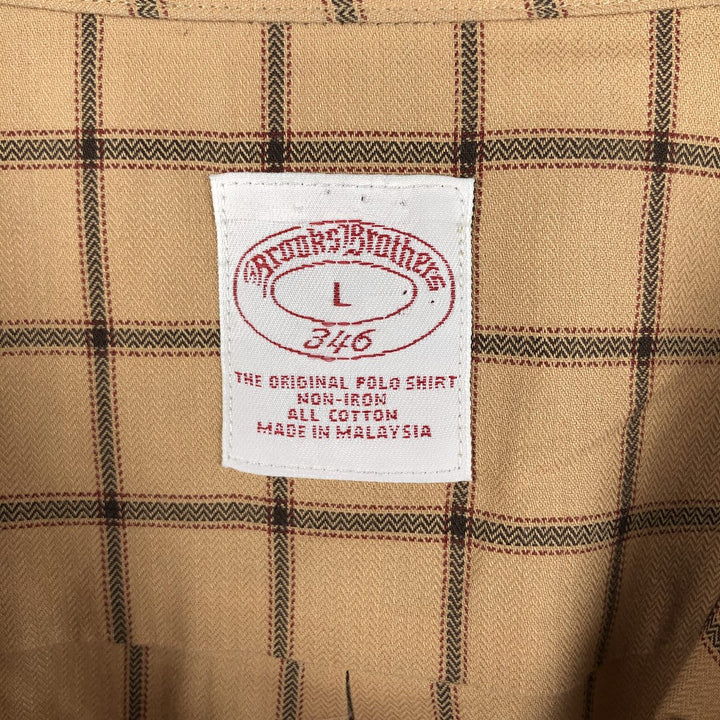 Brooks Brothers 346 Long Sleeve Button-Down Check Shirt, Men's Size L cotton brick settler Vintage Second Hand