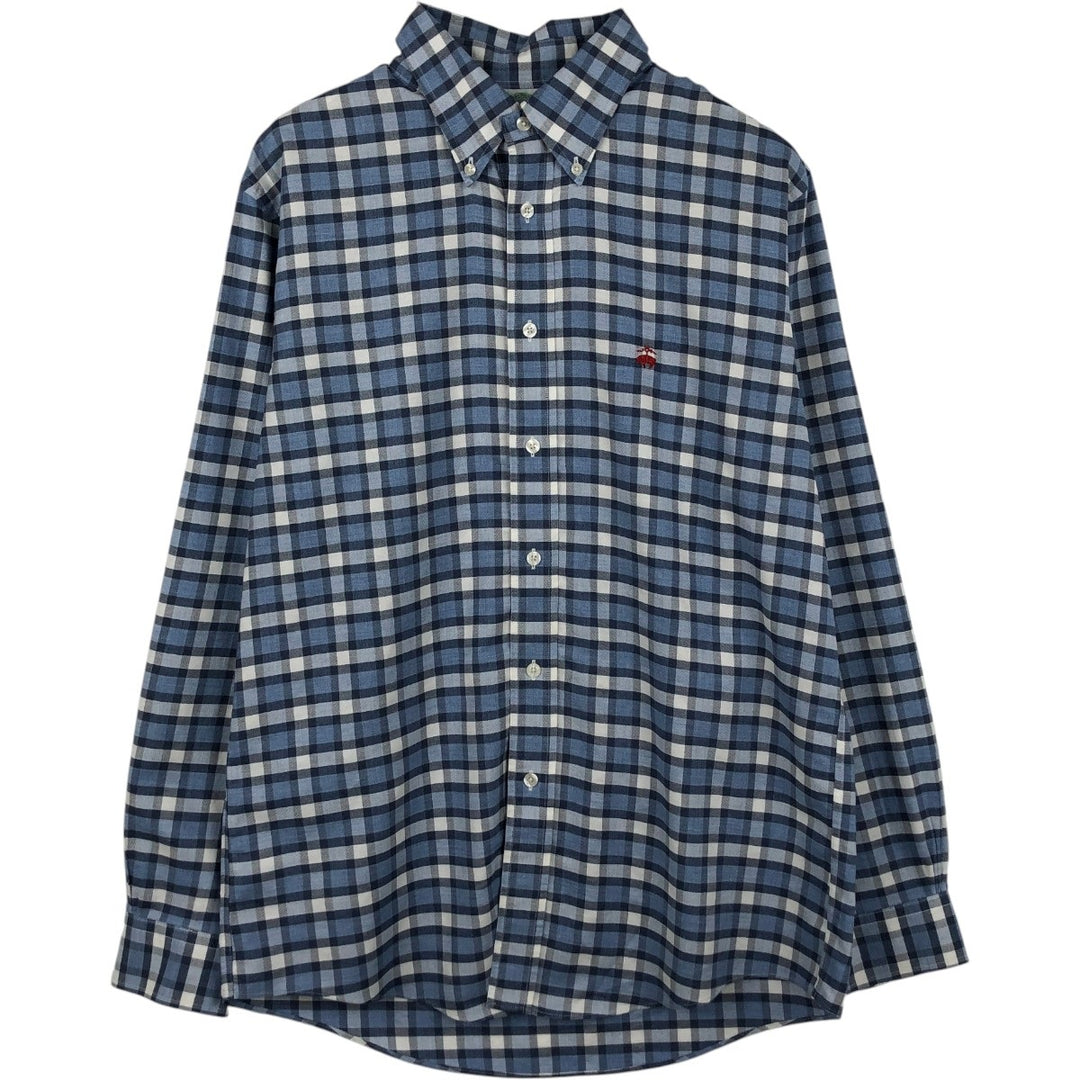 Brooks Brothers Est.1818 MADISON Long Sleeve Button-Down Check Shirt, Men's Size L Supima Cotton blue type Vintage Second Hand
