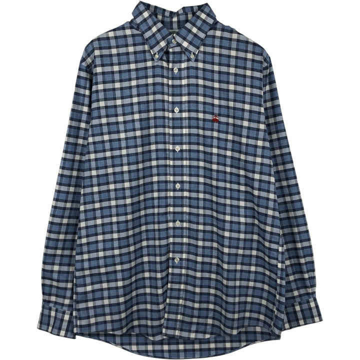 Brooks Brothers Est.1818 MADISON Long Sleeve Button-Down Check Shirt, Men's Size L Supima Cotton blue type Vintage Second Hand