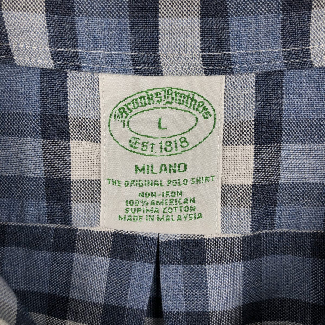 Brooks Brothers Est.1818 MADISON Long Sleeve Button-Down Check Shirt, Men's Size L Supima Cotton blue type Vintage Second Hand