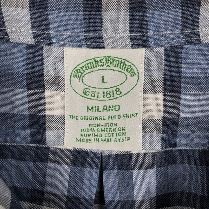 Brooks Brothers Est.1818 MADISON Long Sleeve Button-Down Check Shirt, Men's Size L Supima Cotton blue type Vintage Second Hand