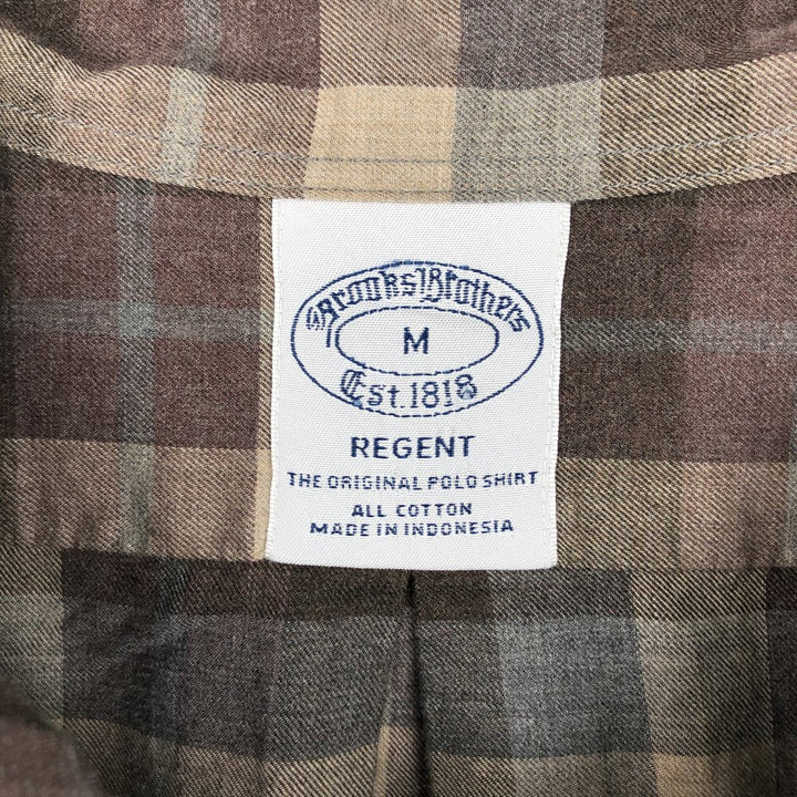 Brooks Brothers Est.1818 REGENT Long Sleeve Button-Down Check Shirt, Men's Size M cotton brown type Vintage Second Hand
