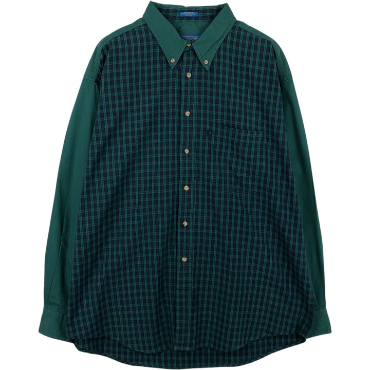 Pendleton Blackwatch Check Crazy Pattern Short-Sleeve Button-Down Check Shirt, Men's Size XL (approx.) cotton green type Vintage Second Hand