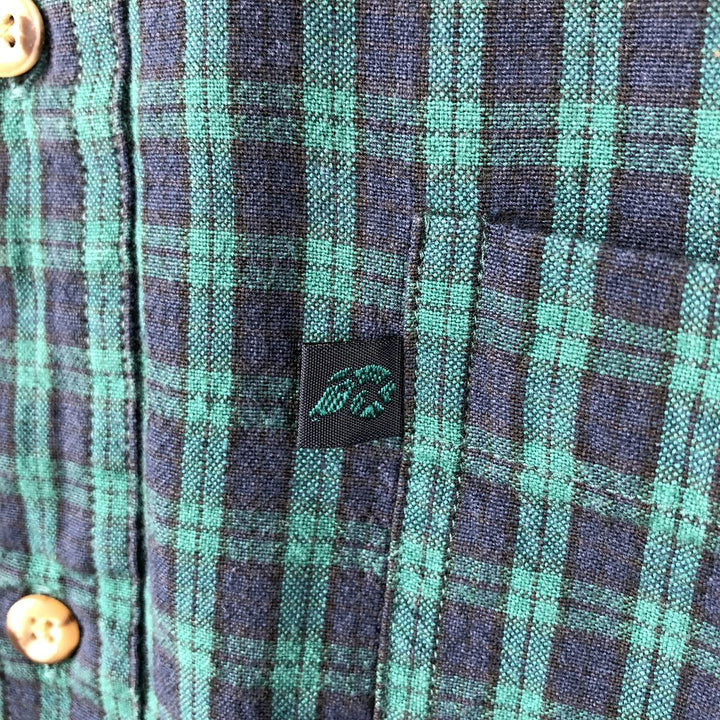 Pendleton Blackwatch Check Crazy Pattern Short-Sleeve Button-Down Check Shirt, Men's Size XL (approx.) cotton green type Vintage Second Hand