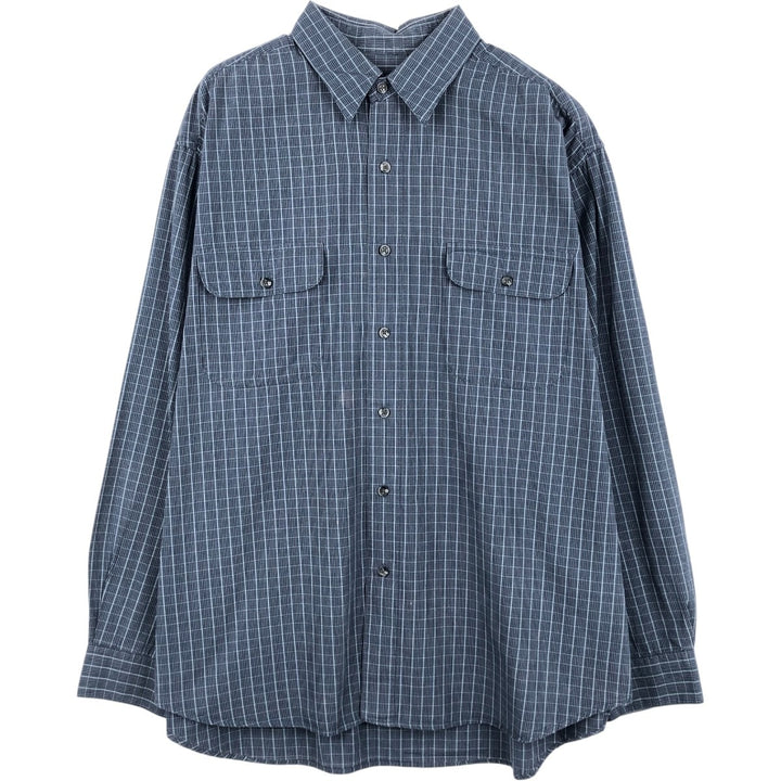 Eddie Bauer Long Sleeve Cotton Check Shirt, Men's XL cotton navy blue type Vintage Second Hand