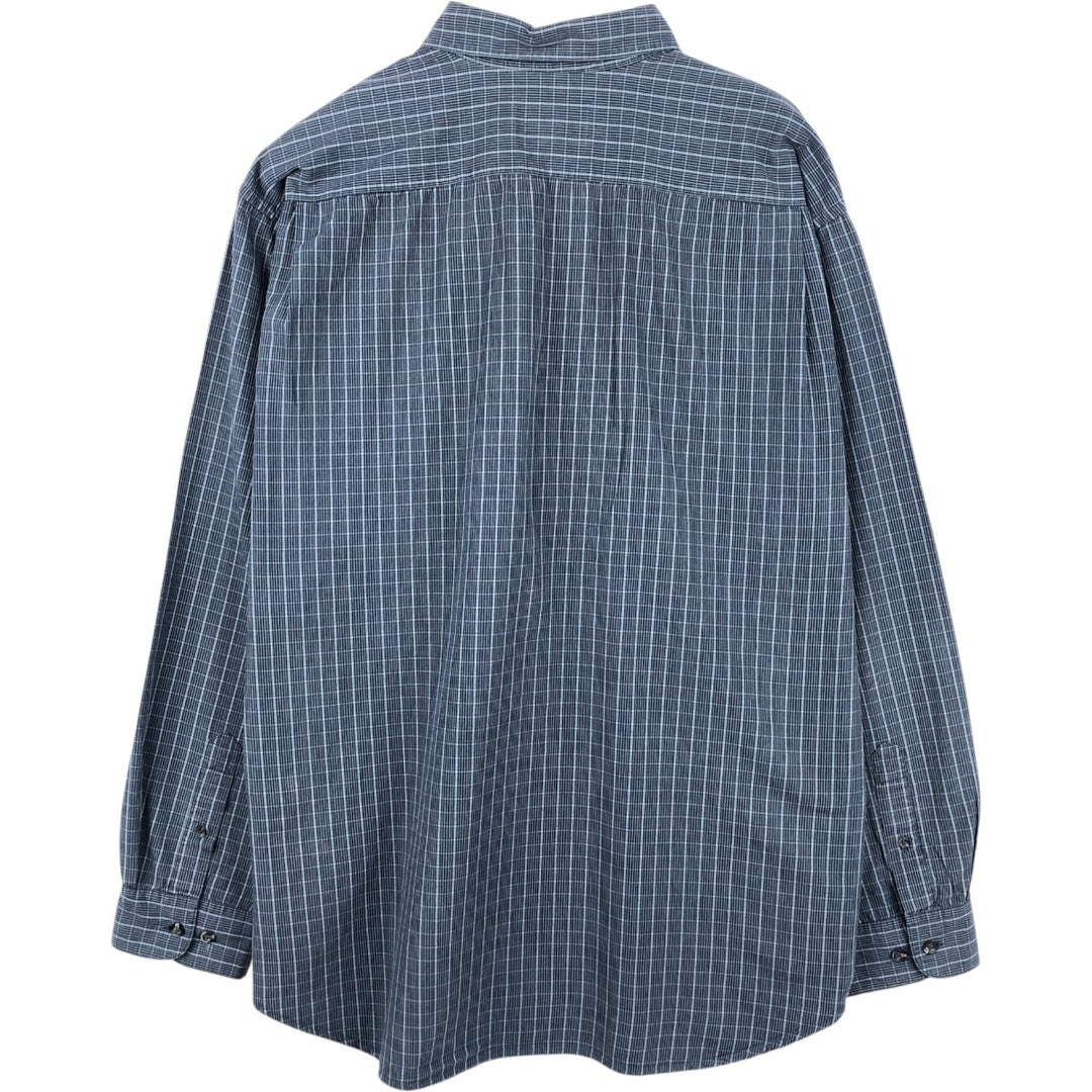 Eddie Bauer Long Sleeve Cotton Check Shirt, Men's XL cotton navy blue type Vintage Second Hand