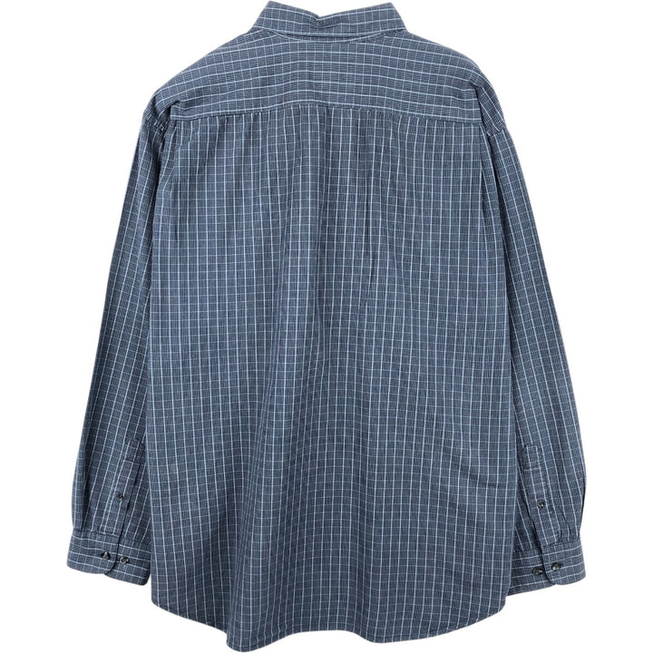 Eddie Bauer Long Sleeve Cotton Check Shirt, Men's XL cotton navy blue type Vintage Second Hand