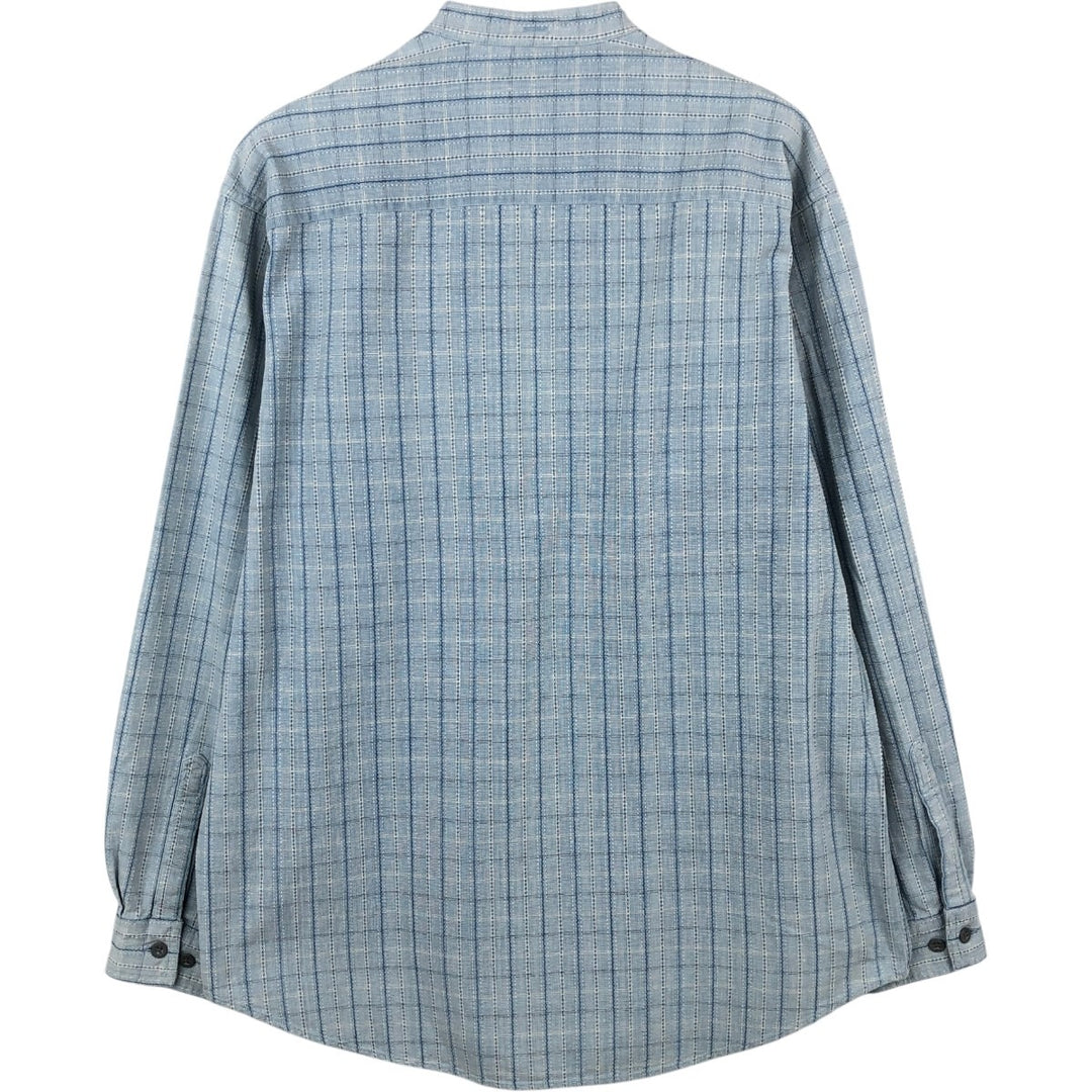 90s-00'S Calvin Klein Jeans Stand Collar Long Sleeve Cotton Check Shirt Men's Size L (approx.) Vintage cotton Blue type light blue Vintage Second Hand
