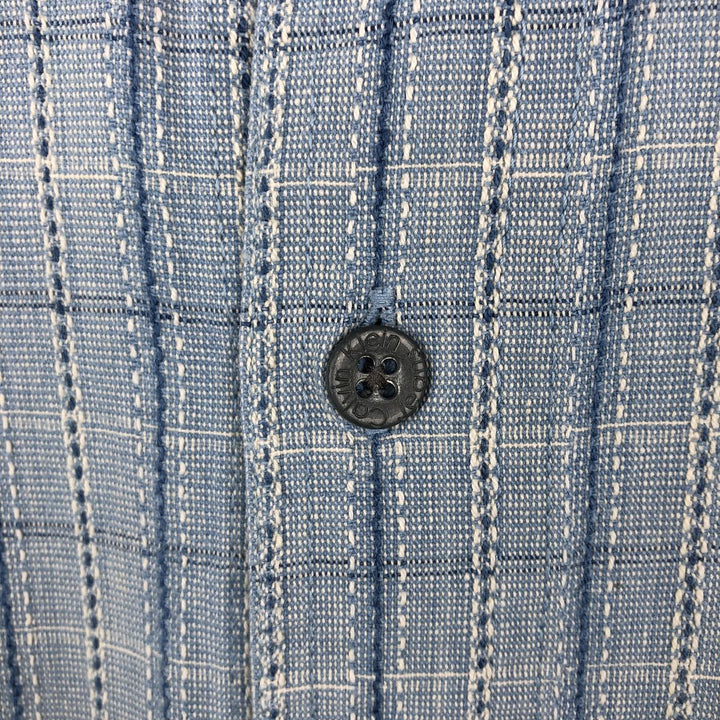 90s-00'S Calvin Klein Jeans Stand Collar Long Sleeve Cotton Check Shirt Men's Size L (approx.) Vintage cotton Blue type light blue Vintage Second Hand