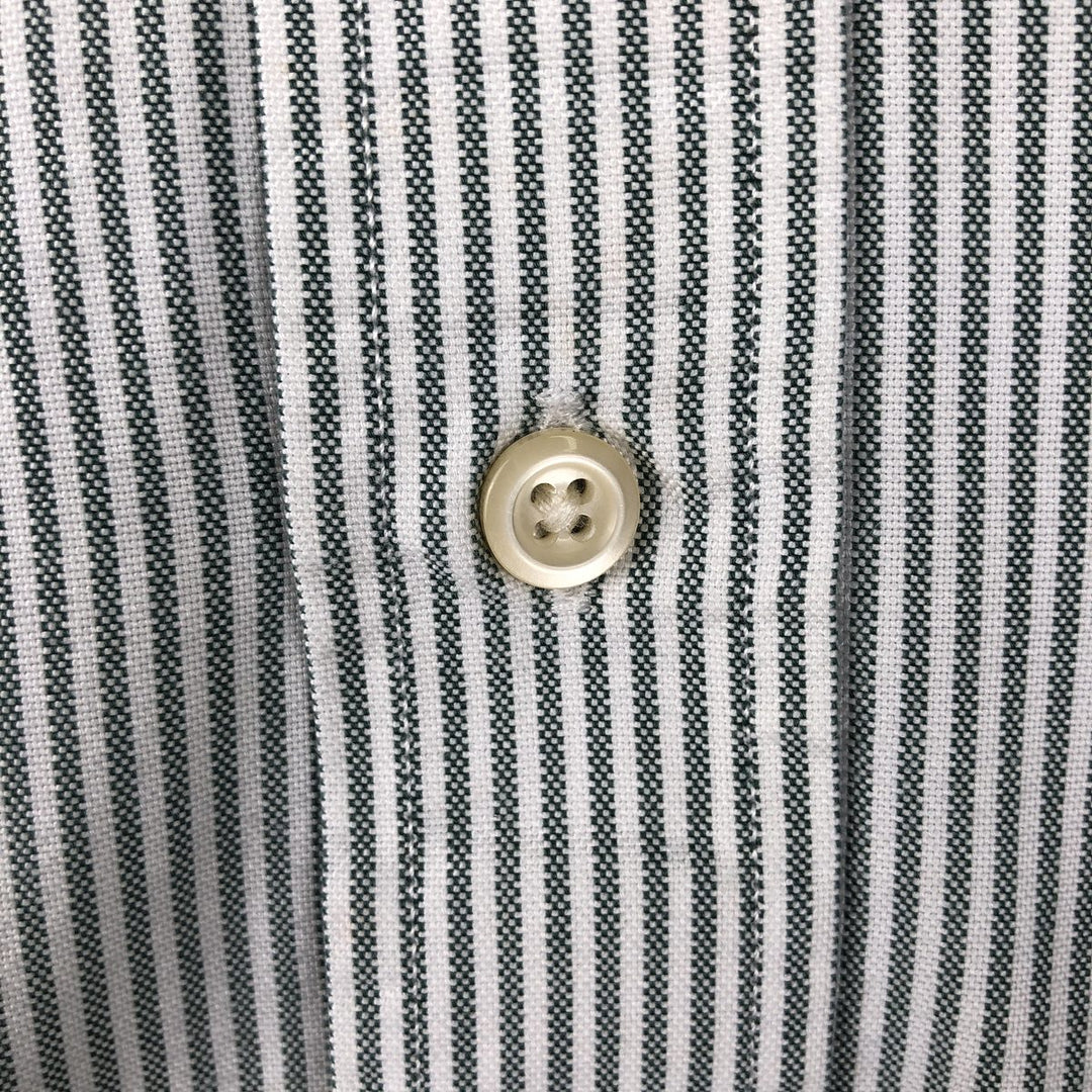 90s-00'S LLBean Long-Sleeve Button-Down Striped Shirt, Men's Size L (approx.), Vintage cotton dark green Vintage Second Hand
