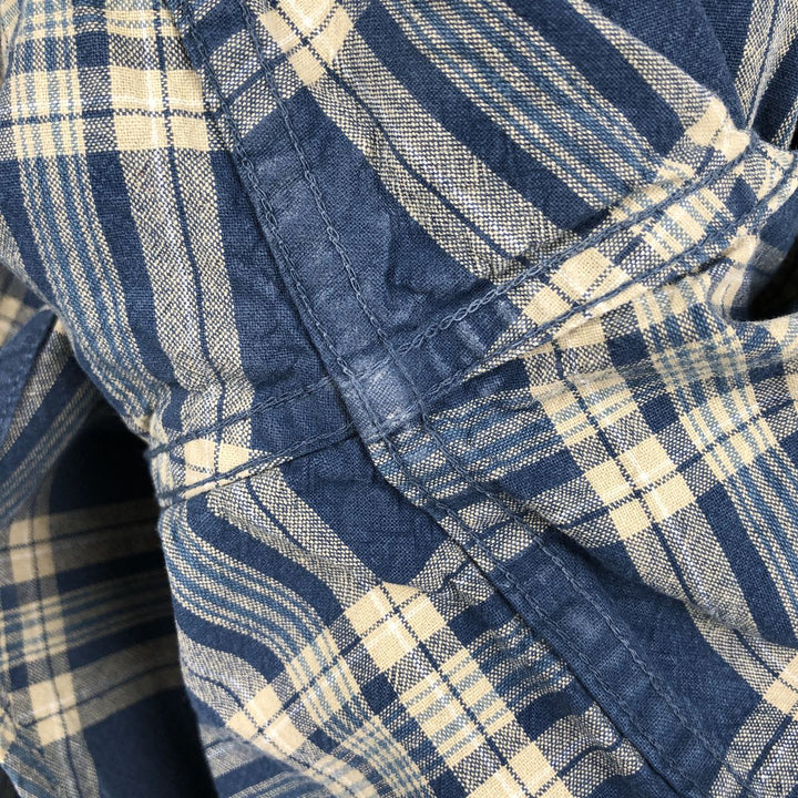 90s-00'S L.L.Bean TRADITIONAI FIT Long-Sleeve Cotton Check Shirt, Men's Size XL (Equivalent), Vintage cotton navy blue type Vintage Second Hand