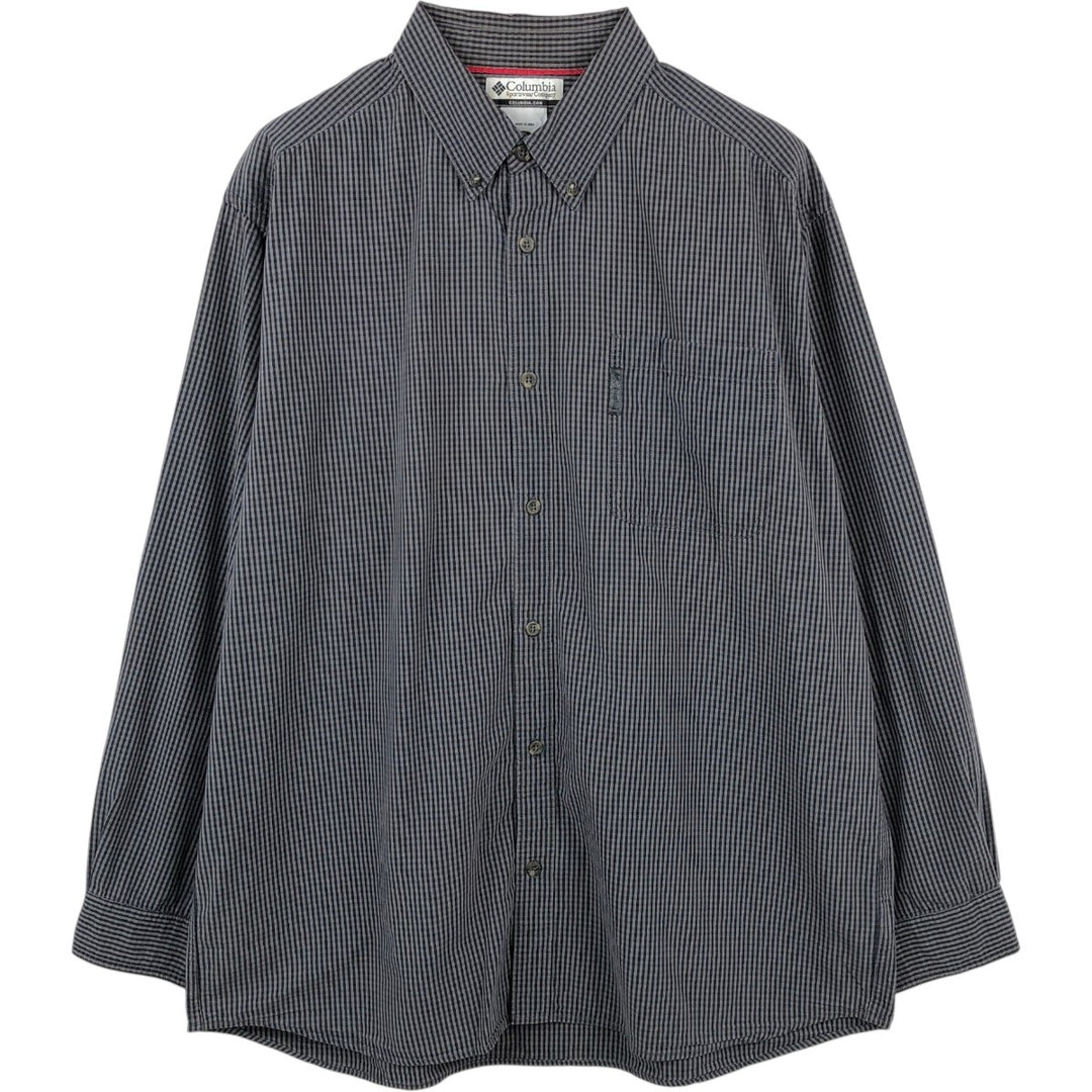 2000'S Columbia long-sleeved button-down check shirt, men's size XL cotton gray type Vintage Second Hand