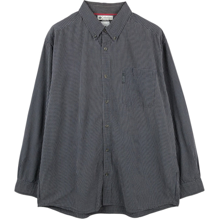 2000'S Columbia long-sleeved button-down check shirt, men's size XL cotton gray type Vintage Second Hand