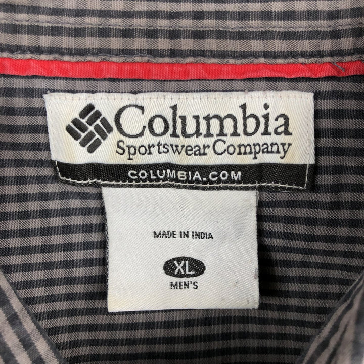 2000'S Columbia long-sleeved button-down check shirt, men's size XL cotton gray type Vintage Second Hand