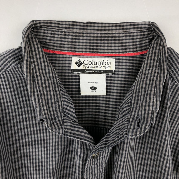 2000'S Columbia long-sleeved button-down check shirt, men's size XL cotton gray type Vintage Second Hand