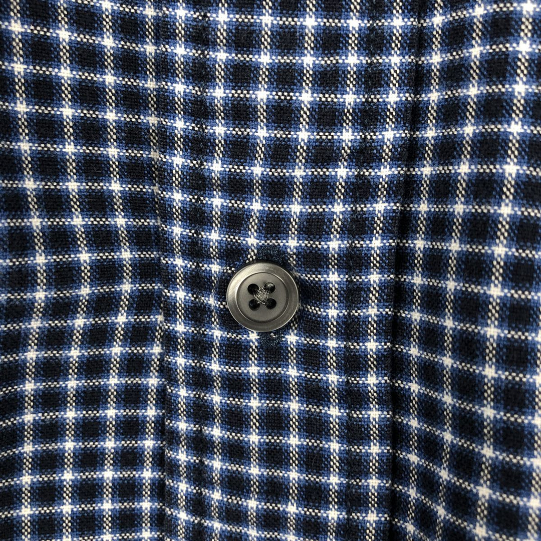Eddie Bauer Long Sleeve Button-Down Check Shirt, Men's Size L cotton navy blue type Vintage Second Hand