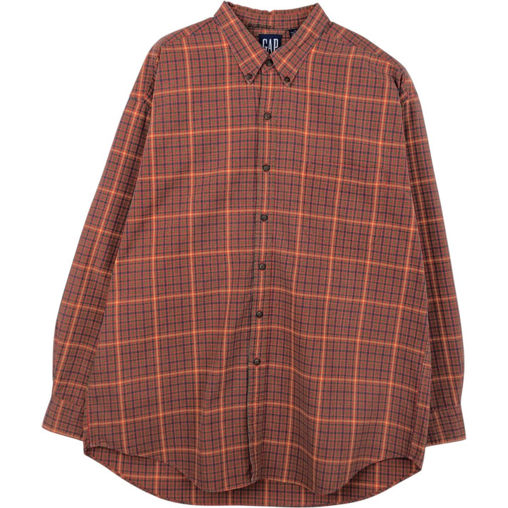 90'S GAP Vintage Long Sleeve Button-Down Check Shirt, Men's XL cotton red type Vintage Second Hand