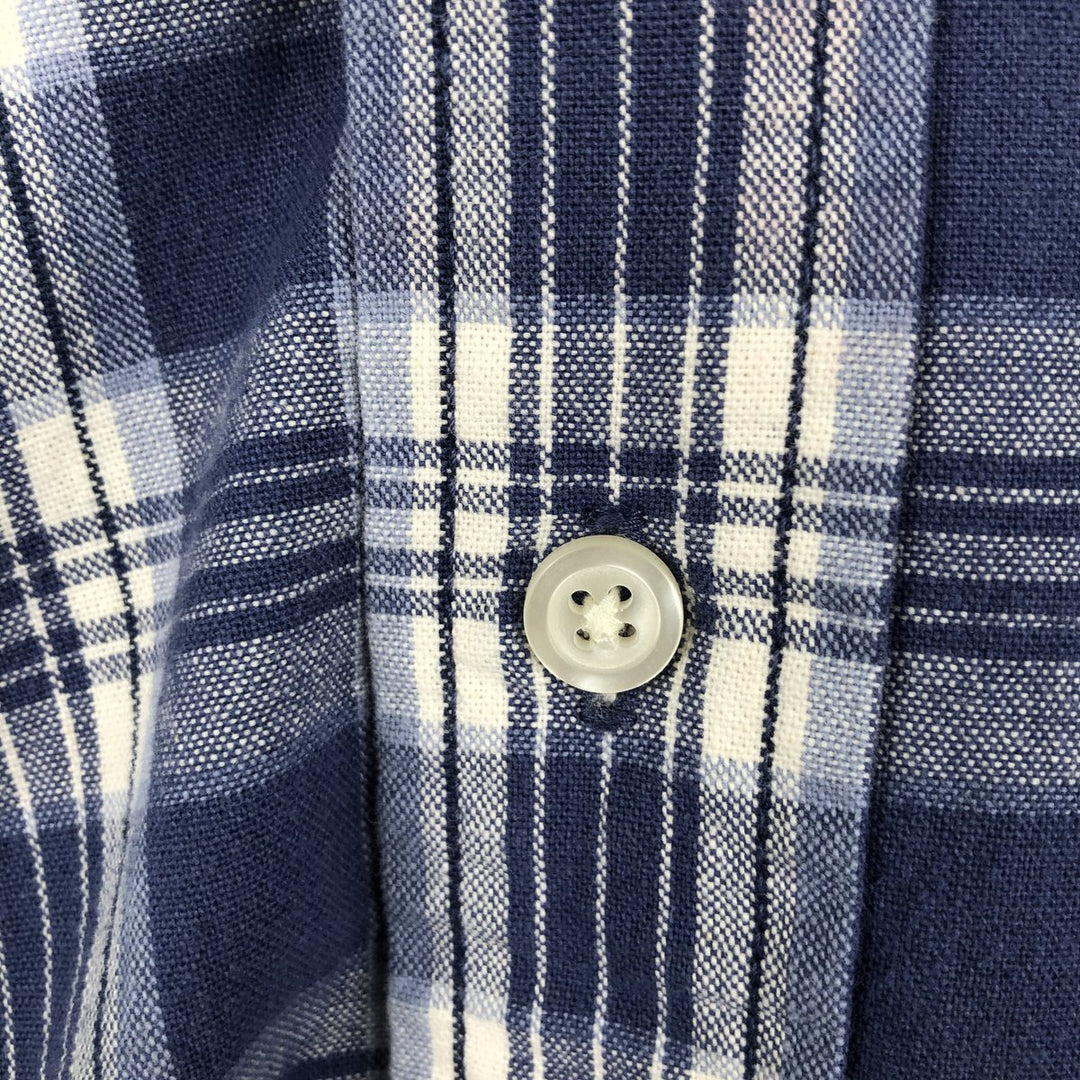 Eddie Bauer Long Sleeve Button-Down Check Shirt, Men's Size L cotton blue type Vintage Second Hand