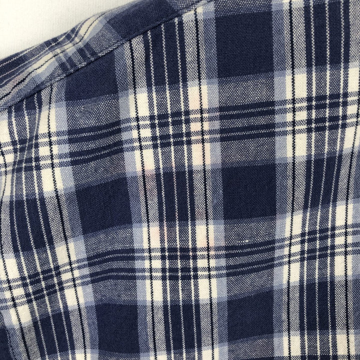 Eddie Bauer Long Sleeve Button-Down Check Shirt, Men's Size L cotton blue type Vintage Second Hand
