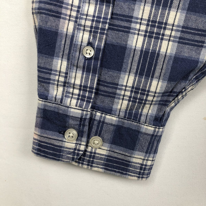 Eddie Bauer Long Sleeve Button-Down Check Shirt, Men's Size L cotton blue type Vintage Second Hand