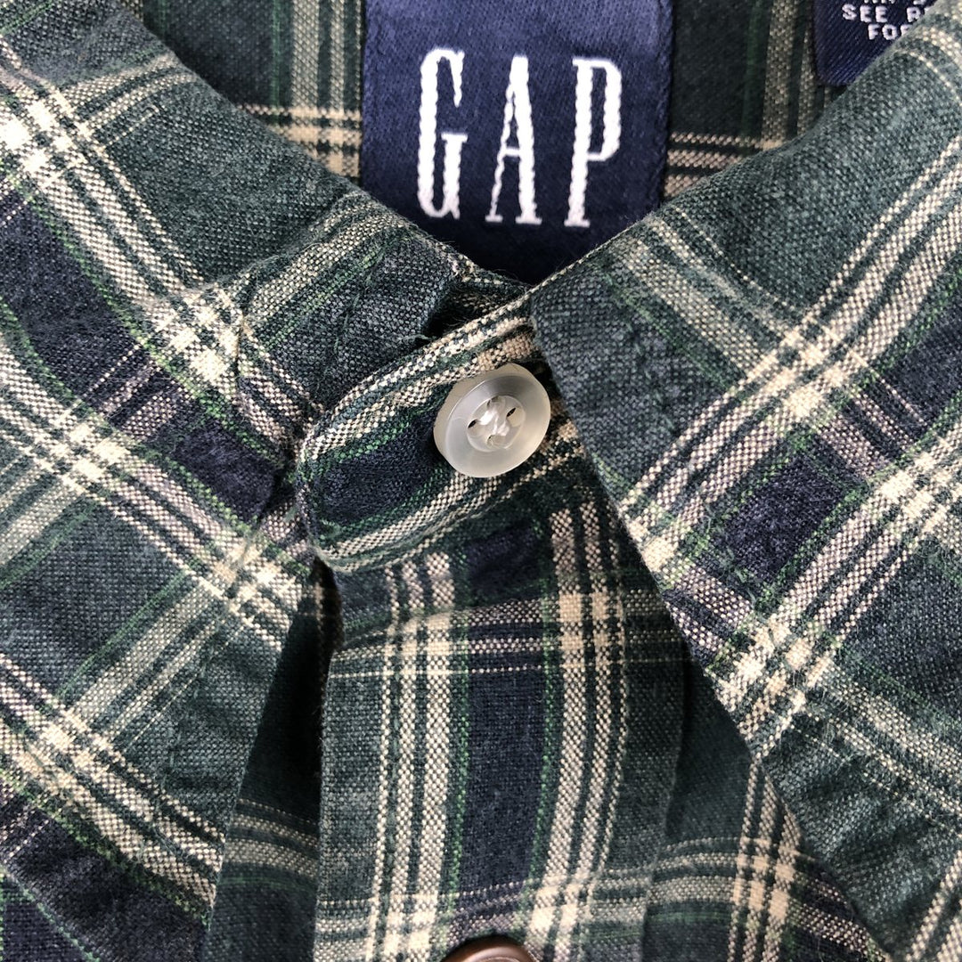 90'S GAP Vintage Long Sleeve Cotton Check Shirt, Men's XL cotton navy blue type Vintage Second Hand