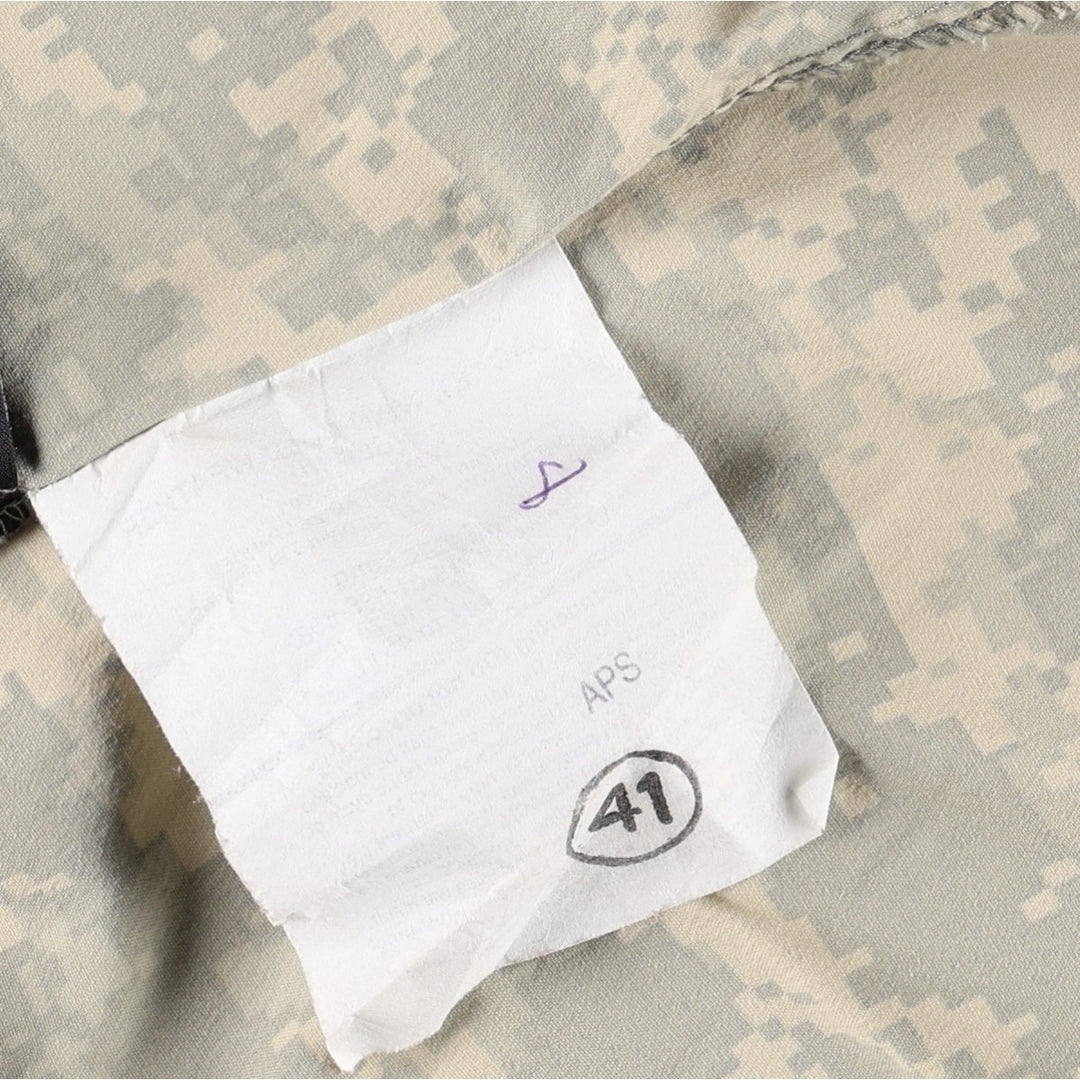 2000'S US Military Issue ACU Digital Camo ECWCS GEN3 LEVEL4 Military Softshell Jacket, Made in USA, Large Long (Men's L equivalent) Nylon Beige type Vintage Second Hand