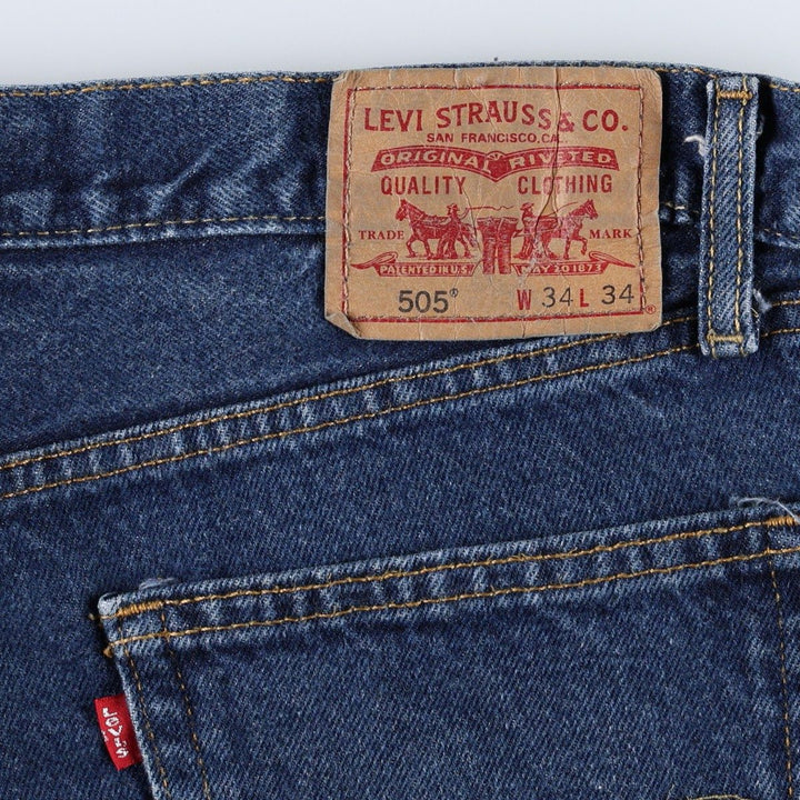 Levi's 505 Straight Fit Coupe Droite Tapered Denim Pants, Men's W36 (approx.) cotton blue type Vintage Second Hand