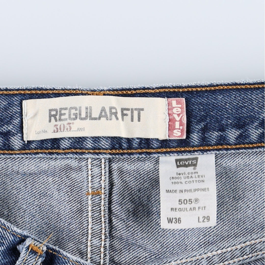 Levi's 505 REGULAR FIT tapered denim pants for men, size w35 cotton blue type Vintage Second Hand