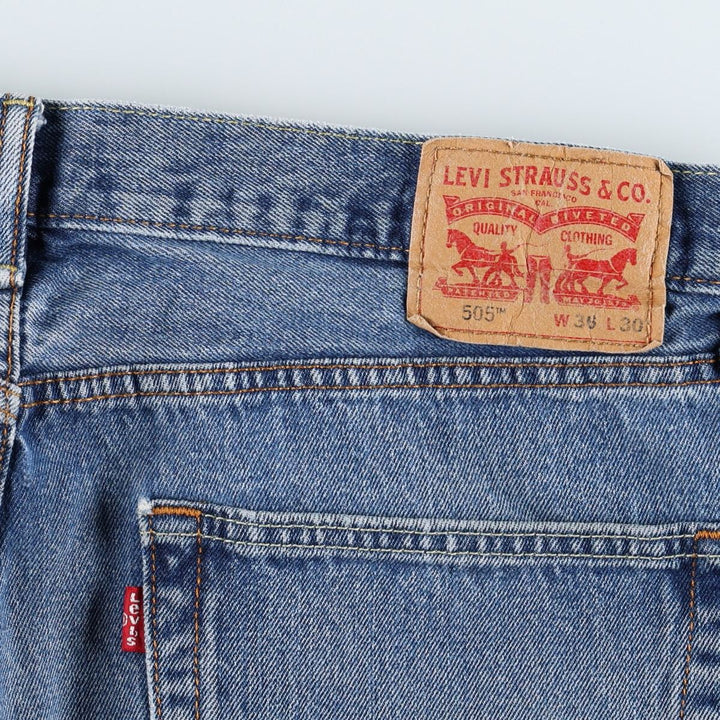 Levi's 505 tapered denim pants for men, size w37 cotton blue type Vintage Second Hand